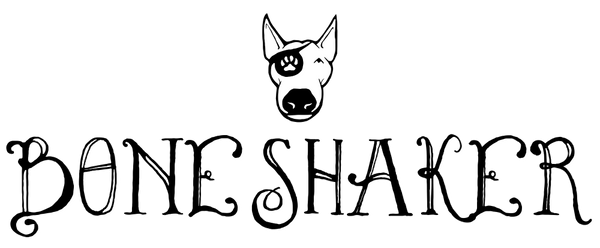 Logo of 'Bone Shakler' with a stylized dog illustration on a white background