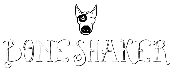 Logo of 'Bone Shakler' with a stylized dog illustration on a white background